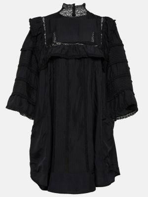 Шелковое платье мини с рюшами Isabel Marant черное