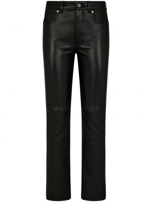 Spodnie z niską talią skórzane Tom Ford czarne