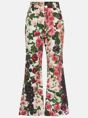 Pamučne hlače s cvjetnim printom Oscar De La Renta