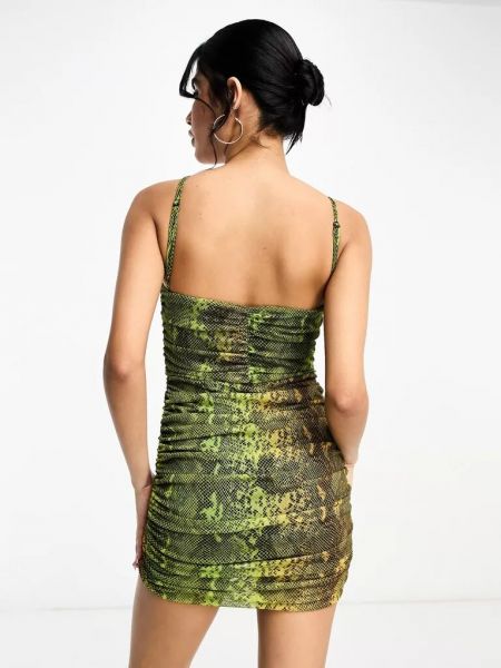 Платье мини с принтом со змеиным принтом Allsaints зеленое
