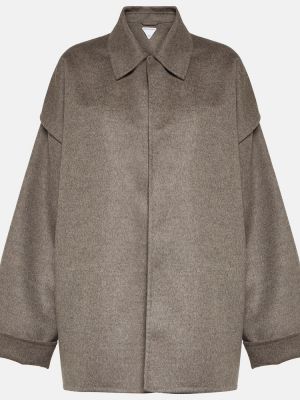 Kašmírový vlnený krátký kabát Bottega Veneta hnedá