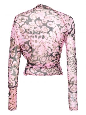 Drapované květinové tričko s potiskem Pinko