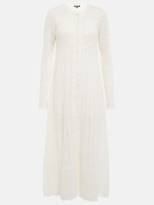 Jedwabna sukienka długa z kaszmiru Loro Piana biała