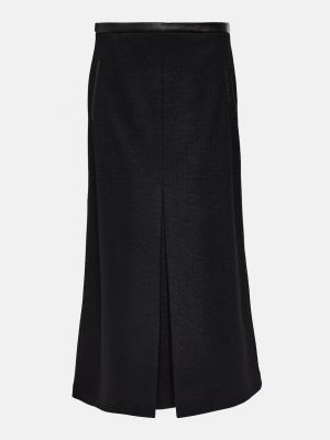 Шерстяная юбка миди Saint Laurent черная