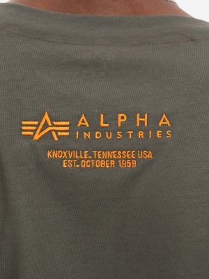 Koszulka bawełniana z nadrukiem Alpha Industries zielona