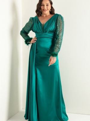 Вечерна рокля с v-образно деколте Lafaba зелено