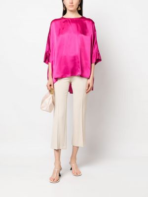 Satynowa bluzka drapowana Blanca Vita różowa