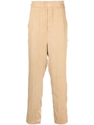 Jedwabne proste spodnie Saint Laurent beżowe