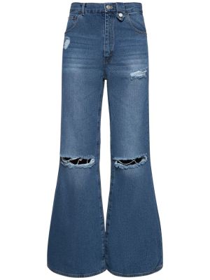 Zvonové džíny s oděrkami Egonlab modré