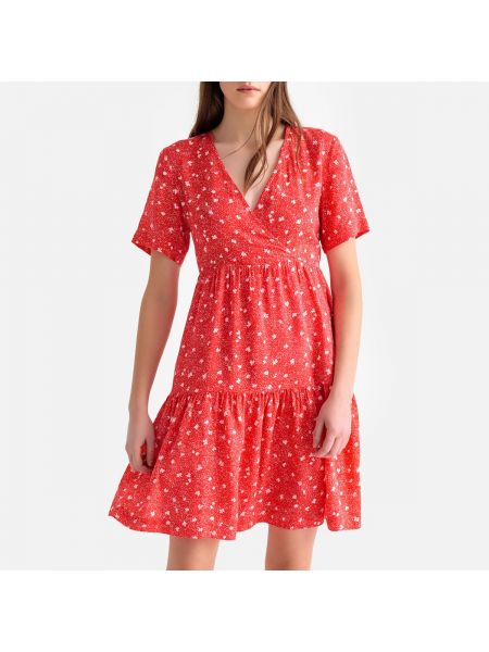 Платье с короткими рукавами с воланами Suncoo, красное