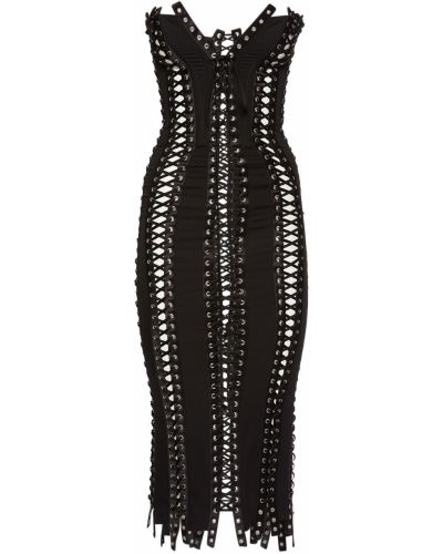 Hedvábné midi šaty Dolce & Gabbana černé