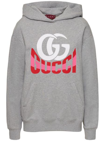 Hoodie i bomull i jersey Gucci grå