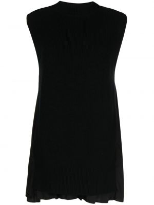 Pletené mini šaty Sacai černé