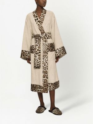 Leopardí župan s potiskem Dolce & Gabbana hnědý