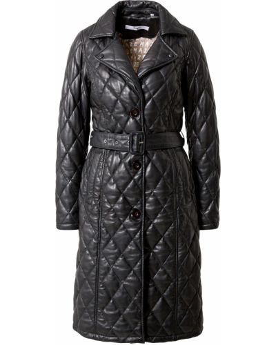 Bavlnený kožený priliehavý kabát Maze - čierna