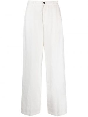 Relaxed ленени панталон Massimo Alba бяло