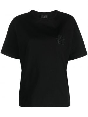 Памучна тениска бродирана Etro черно