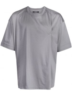 Asimetrisks kokvilnas t-krekls ar izšuvumiem Songzio pelēks