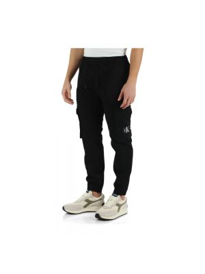 Pantalones cargo de algodón Calvin Klein Jeans negro
