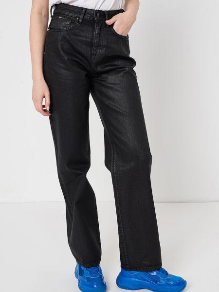 Прямые джинсы с высокой талией Pepe Jeans London черные