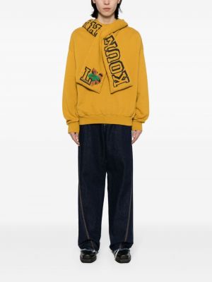 Džersis raštuotas džemperis su gobtuvu Kapital geltona