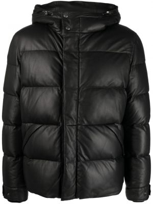 Pérová kožená bunda Yves Salomon čierna