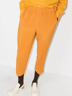 Pantalones rectos plisados Homme Plissé Issey Miyake naranja