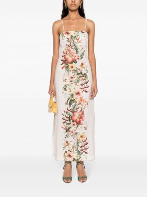 Sukienka długa w kwiatki z nadrukiem Zimmermann biała