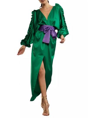 Зеленое атласное платье Cynthia Rowley