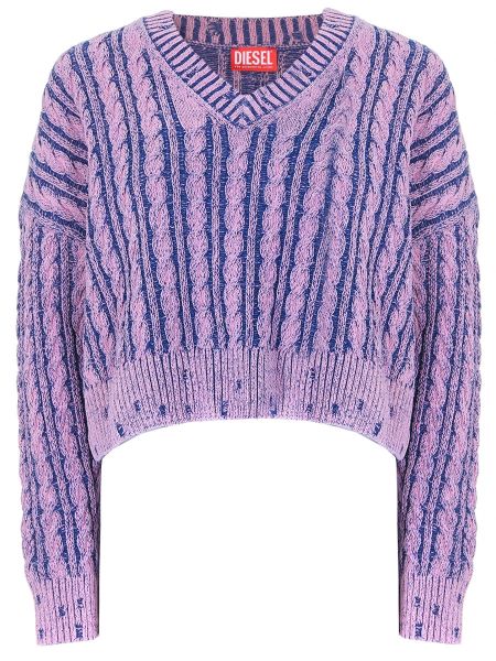 Хлопковый пуловер Diesel розовый