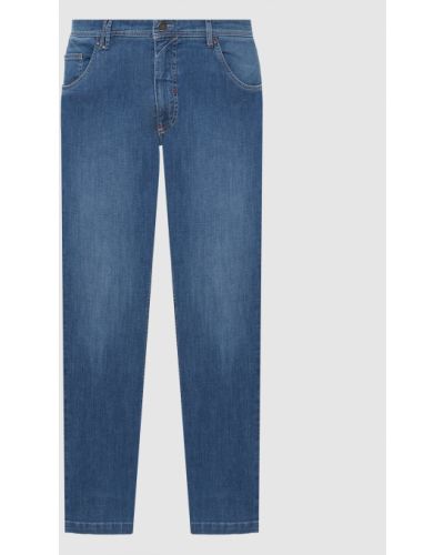 Прямые джинсы с потертостями Florentino синие