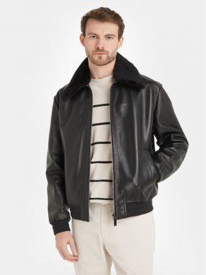Черная кожаная куртка Calvin Klein