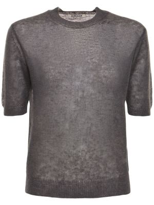 Camiseta de lana de punto de lana mohair Auralee gris