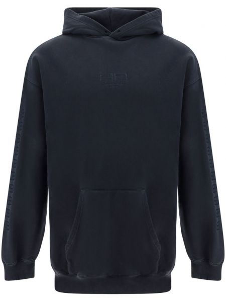 Pamuklu işlemeli hoodie Balenciaga siyah