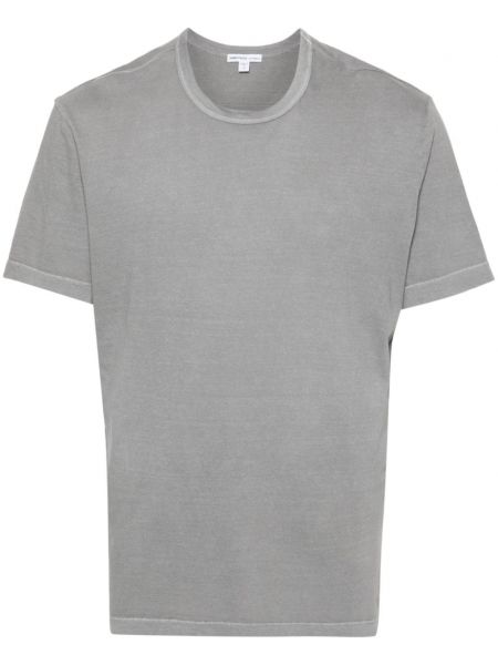 Bombažna majica z okroglim izrezom James Perse siva