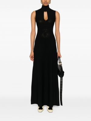 Sukienka wieczorowa w kwiatki koronkowa Victoria Beckham czarna