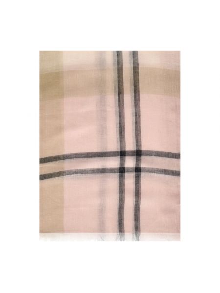 Bufanda de lino de algodón a cuadros Barbour rosa