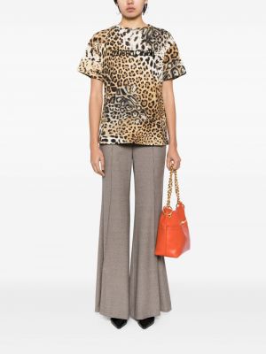Leopardí bavlněné tričko s potiskem Roberto Cavalli hnědé