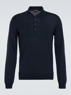 Vilnonis polo marškinėliai Tom Ford mėlyna
