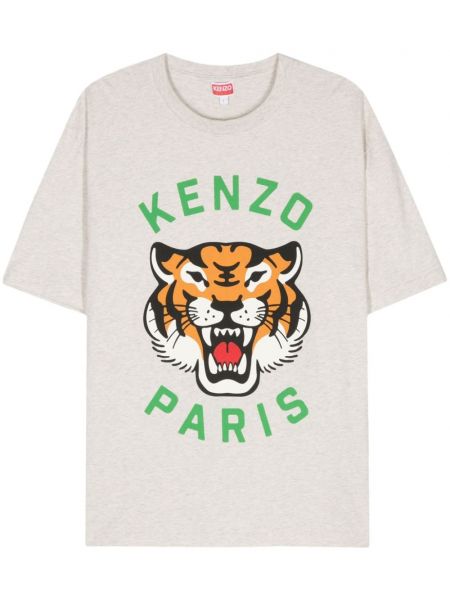 Tiger-stribet t-shirt Kenzo grå