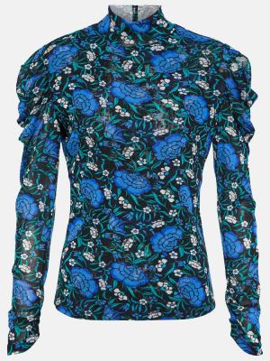 Поло на цветя от джърси Diane Von Furstenberg синьо