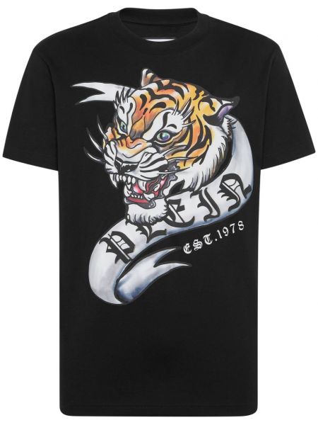 Тениска с тигров принт Philipp Plein черно