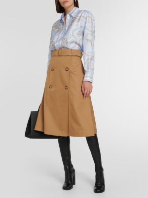 Pamučna maksi suknja Burberry smeđa