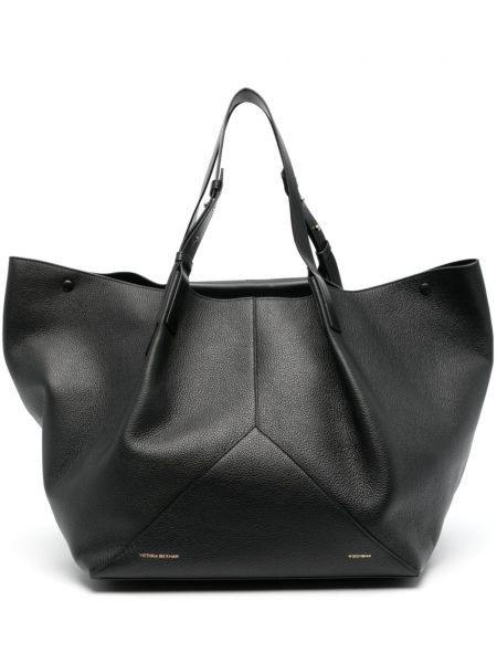 Кожени шопинг чанта Victoria Beckham черно