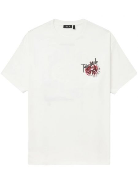 Raštuotas medvilninis marškinėliai Five Cm balta