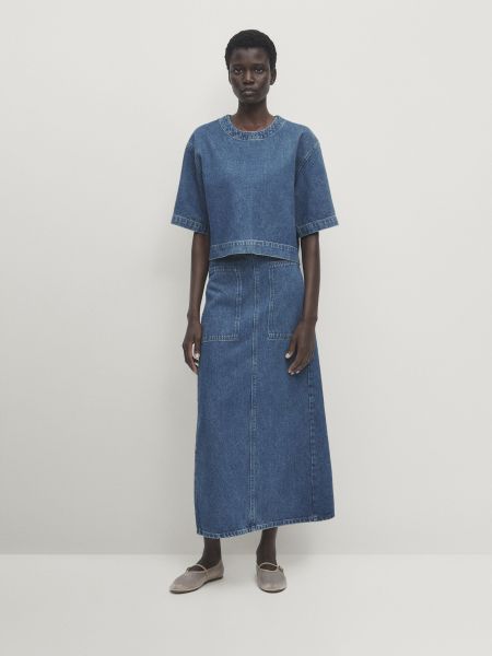 Джинсовая юбка Massimo Dutti синяя
