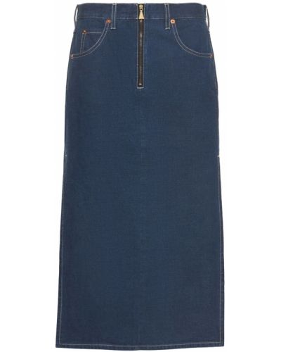Bavlnená džínsová sukňa Gucci modrá