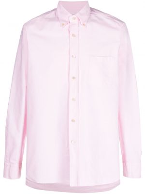 Péřová bavlněná košile s límečkem s knoflíky D4.0 růžová
