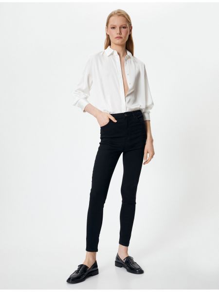 Bavlněné skinny džíny s vysokým pasem s kapsami Koton