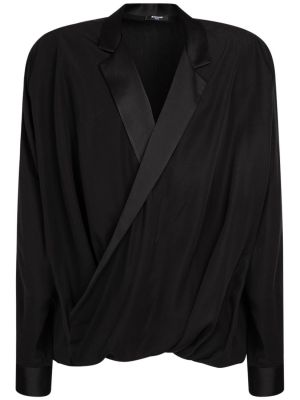 Satynowa kurtka drapowana Balmain czarna